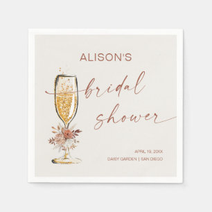 Boho Terracotta Brunch Bubbly Bridal Shower Napkin