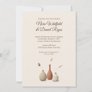 Boho Terracotta Bud Vases Wedding Invitation