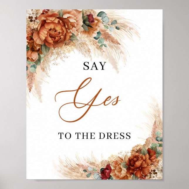 Boho terracotta burgundy Say Yes to the Dress Poster (Front)