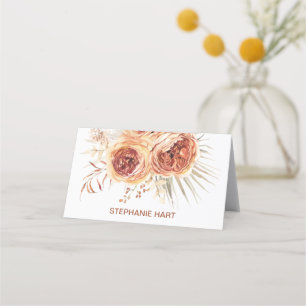 Boho Terracotta Burnt Orange Floral Bridal Shower  Place Card
