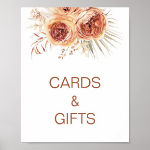 Boho Terracotta Burnt Orange Floral Bridal Shower  Poster