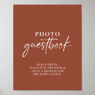 Boho Terracotta Burnt Orange Photo Guestbook Sign