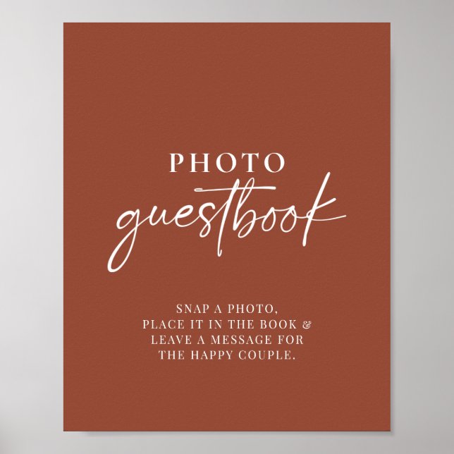Boho Terracotta Burnt Orange Photo Guestbook Sign (Front)