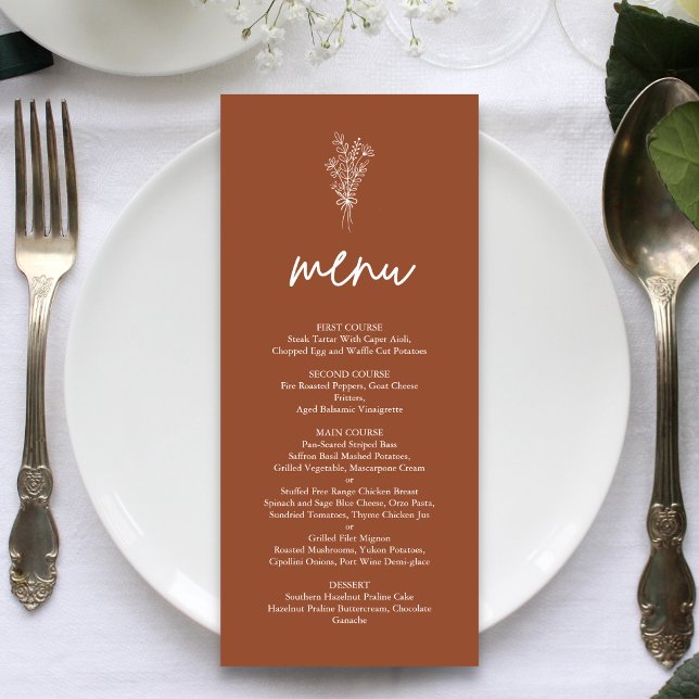 Boho Terracotta Burnt Orange Rustic Wedding Menu (Creator Uploaded)