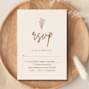 Boho Terracotta Burnt Orange Rustic Wedding RSVP Card