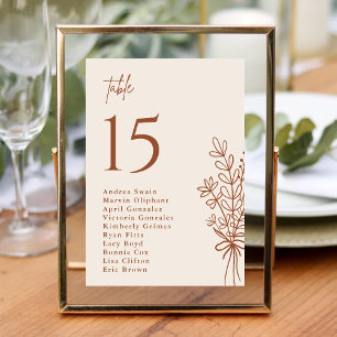 Boho Terracotta Burnt Orange Rustic Wedding Table Number
