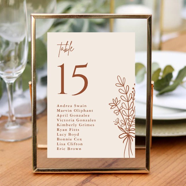 Boho Terracotta Burnt Orange Rustic Wedding Table Number (Creator Uploaded)