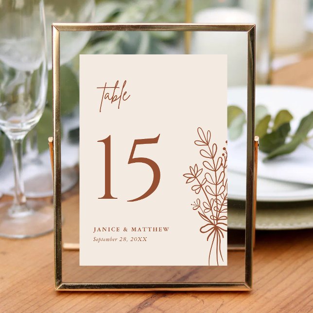 Boho Terracotta Burnt Orange Rustic Wedding Table Number (Boho terracotta table number helps guests find their place with warm rustic elegance.)