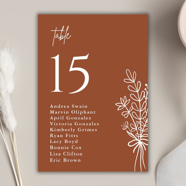 Boho Terracotta Burnt Orange Rustic Wedding Table Number (Creator Uploaded)