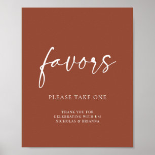 Boho Terracotta Burnt Orange Wedding Favours Poster
