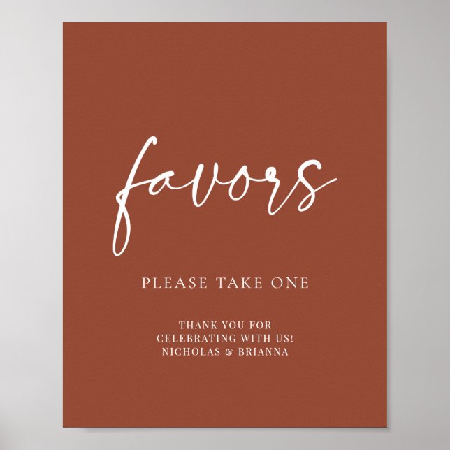 Boho Terracotta Burnt Orange Wedding Favours Poster (Front)
