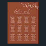 Boho Terracotta Burnt Orange Wedding Seating Chart<br><div class="desc">Boho Terracotta Burnt Orange Wedding Seating Chart Sign Poster. 10 seats per table. Table Seating Arrangement. The word 'take a seat' is not editable.</div>