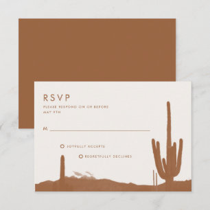 Boho Terracotta Cactus Desert Wedding RSVP Card