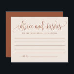 Boho Terracotta Calligraphy Advice and Wishes Card<br><div class="desc">Ask guests to give their advice and wishes with this customisable advice card. It features terracotta modern calligraphy and a whimsical confetti pattern. Personalise by adding your own details. You can also change the back image to a photo or any other image. This boho advice and wishes card is perfect...</div>