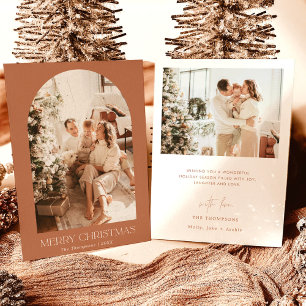 Boho Terracotta Christmas Card   Modern Photo