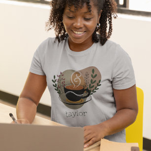 Boho Terracotta Coffee Themed Personalised  T-Shirt