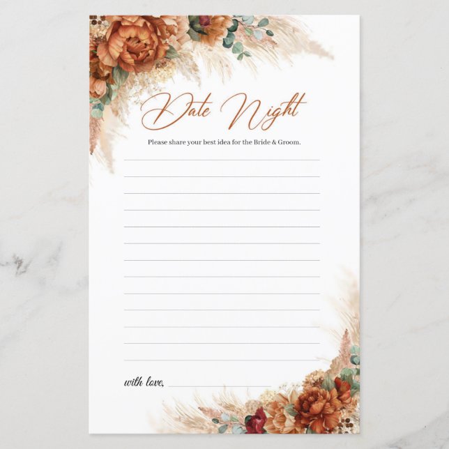  Boho terracotta copper floral Date Night ideas (Front)