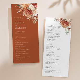 Boho Terracotta Dahlia Rose Wedding Program
