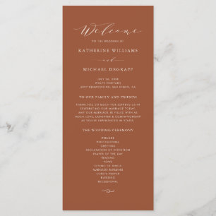 Boho Terracotta Dainty Script Wedding Ceremony Program