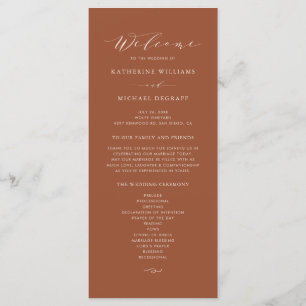 Boho Terracotta Dainty Script Wedding Ceremony Program