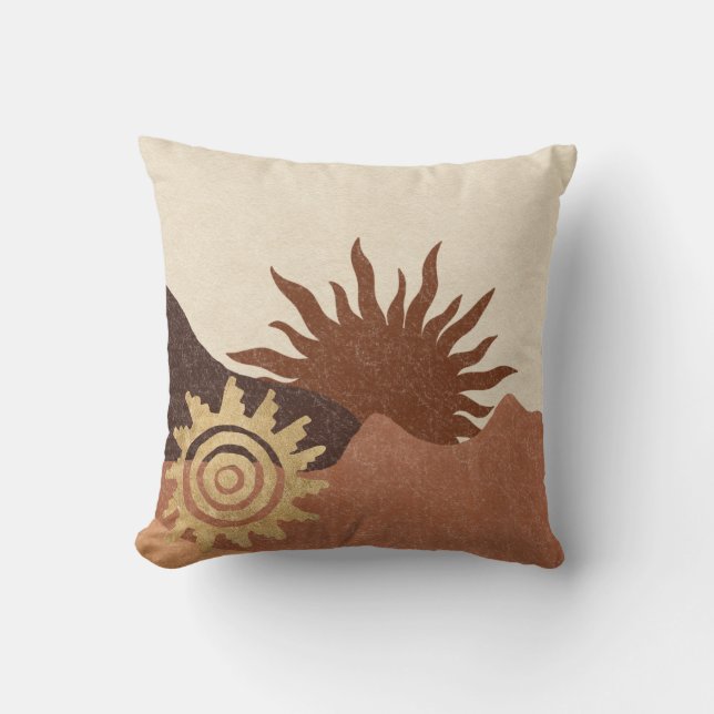Boho Terracotta Desert Sun  Throw Pillow (Front)