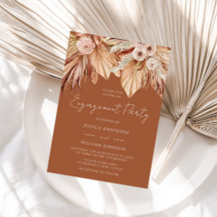 Boho Terracotta Dried Floral Engagement Party Invitation