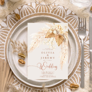 Boho Terracotta Dried Flowers and Pampas Grass I Invitation