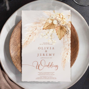  Boho Terracotta Dried Flowers and Pampas Grass Invitation