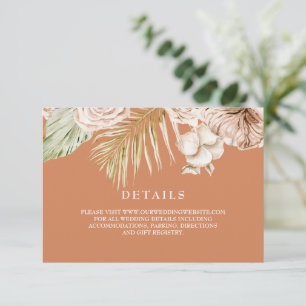 Boho Terracotta dried flowers Wedding Details RSVP Card