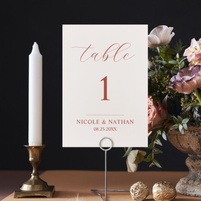 Boho Terracotta Earth Tone Rust & Beige Wedding  Table Number (Creator Uploaded)