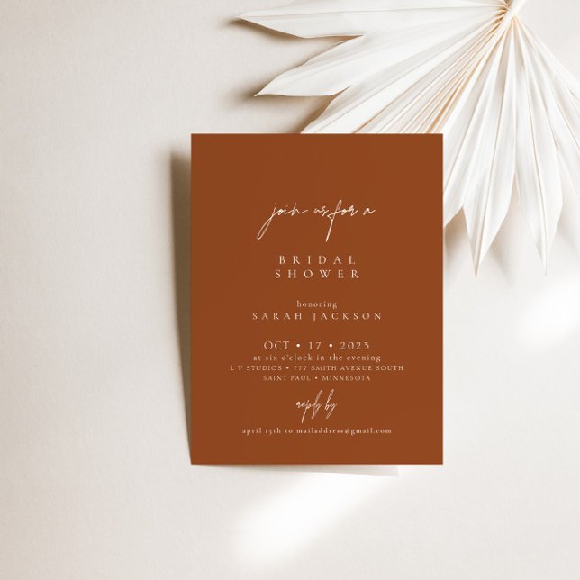Boho Terracotta Elegant Bridal Shower Invitation (Boho Terracotta Elegant Bridal Shower Invitation)