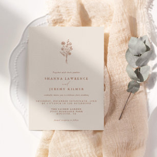 Boho Terracotta Elegant Minimal Wedding Invitation