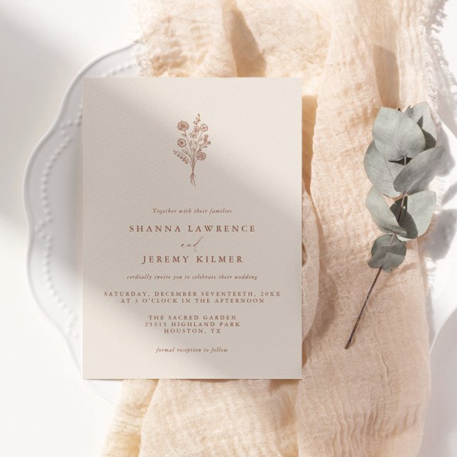 Boho Terracotta Elegant Minimal Wedding | Invitation (Available for print and instant digital download!)