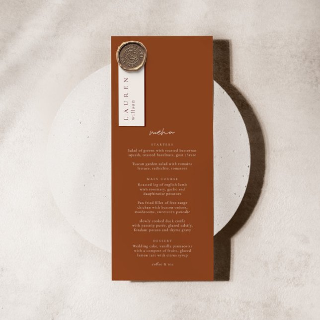 Boho Terracotta Elegant Minimalist Wedding Menu (Creator Uploaded)