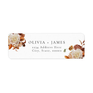 Boho Terracotta Fall Floral Return Address Label