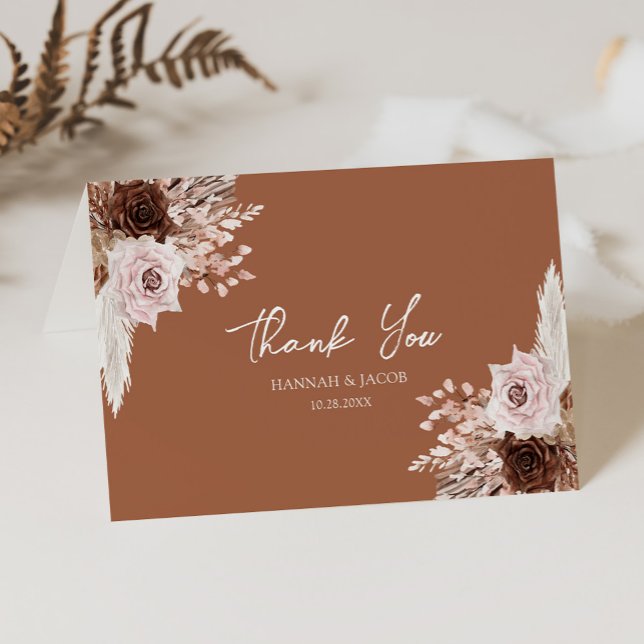 Boho Terracotta Fall Floral Wedding Thank You (Creator Uploaded)