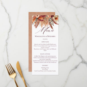 Boho Terracotta Fall Florals Dried Pampas Grass Menu