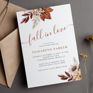 Boho terracotta fall in love bridal shower invitation