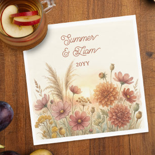 Boho Terracotta Fall Wildflower Rehearsal Dinner Napkin