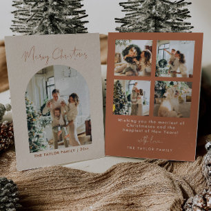 Boho Terracotta Family Photo Christmas Card