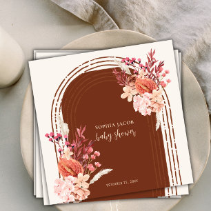 Boho Terracotta Floral Arch Baby Shower Napkin