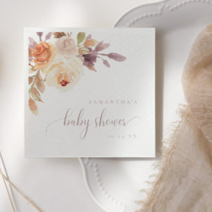 Boho Terracotta Floral Baby Shower Paper Napkin