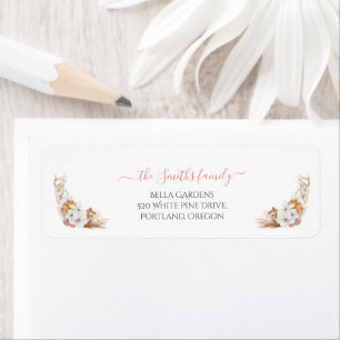 Boho Terracotta Floral Baby Shower Return Address Label