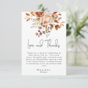 Boho Terracotta Floral Baby Shower Thank You Card