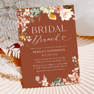 Boho Terracotta Floral Bridal Brunch Invite