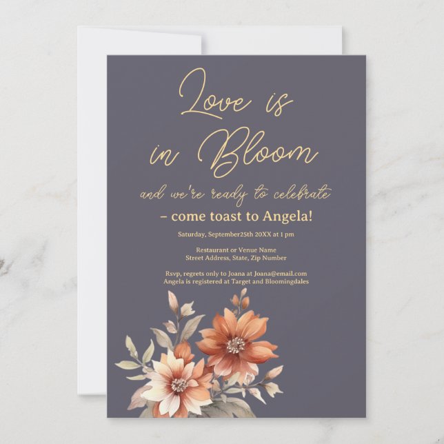 Boho Terracotta Floral Bridal Shower Invitation (Front)