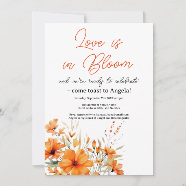 Boho Terracotta Floral Bridal Shower Invitation (Front)