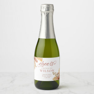 Boho Terracotta floral Bridal Shower Sparkling Wine Label