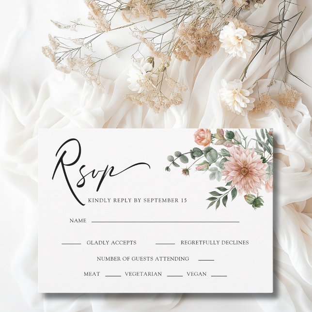 Boho Terracotta Floral Fall Wedding RSVP Card (Boho Terracotta Floral Fall Wedding RSVP Enclosure Card)