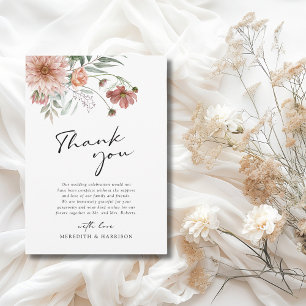 Boho Terracotta Floral Fall Wedding Thank You Card